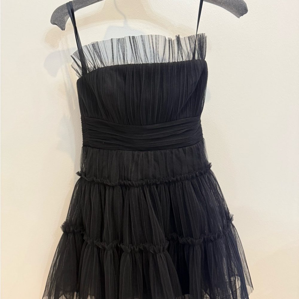 BCBGMaxAzria Black Tulle Midi Dress